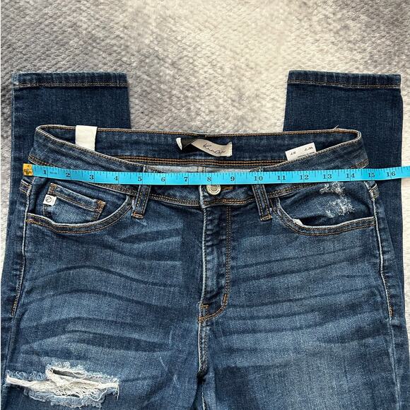 Kancan Dark Wash Mid Rise Stretchy Distressed Skinny Jeans Women Size 27 | 7 - Picture 7 of 9